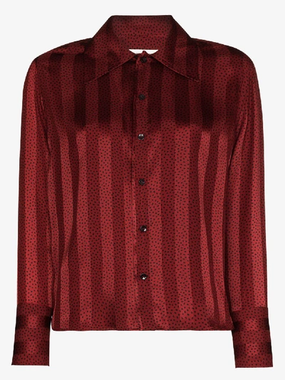 Shop Saint Laurent Striped Silk Shirt In Red