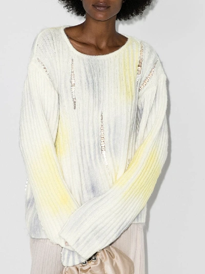 Shop Susan Fang Bubble Embellished Sweater In White