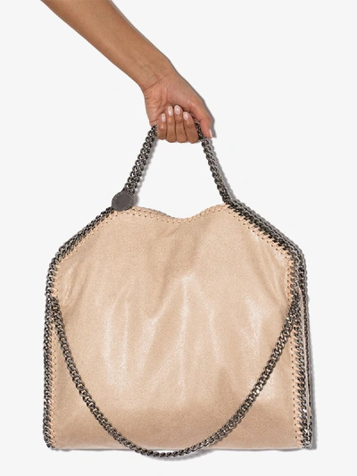 Shop Stella Mccartney Beige Falabella Faux Leather Tote Bag In Neutrals