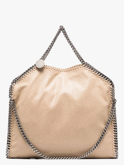 Shop Stella Mccartney Beige Falabella Faux Leather Tote Bag In Neutrals