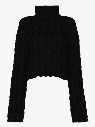 Shop Balenciaga Black Cable Knit Sweater