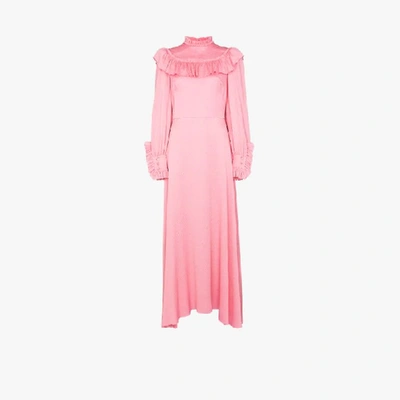 Shop The Vampire's Wife Pink Firefly Ruffled Silk Maxi Dress