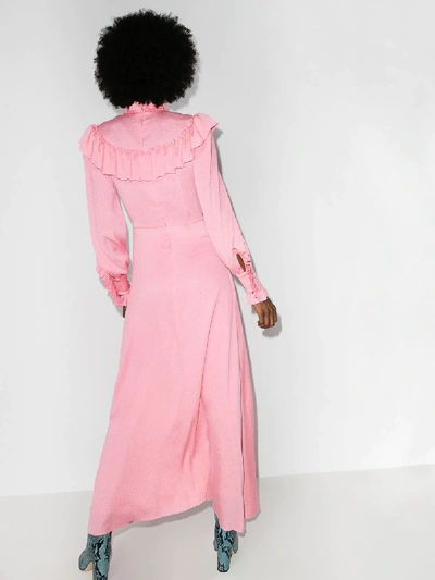 Shop The Vampire's Wife Pink Firefly Ruffled Silk Maxi Dress