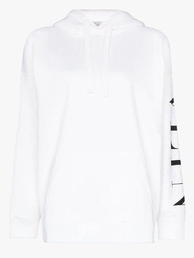 Shop Valentino Vltn Logo Hoodie In White
