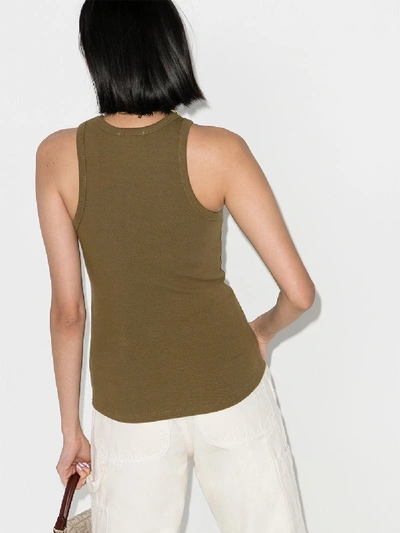 Shop Agolde Ribbed Cotton Tank Top In Green