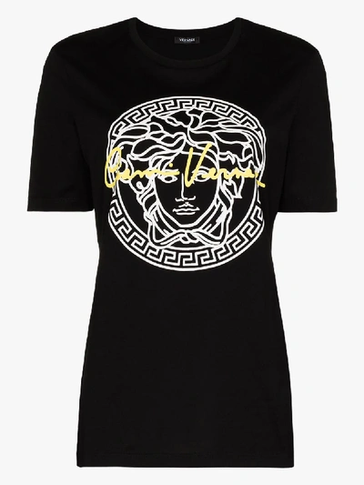 Shop Versace Medusa Logo T-shirt In Black