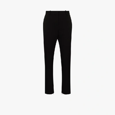 Shop Versace Slim Wool Trousers In Black