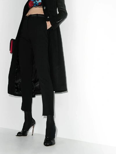 Shop Versace Slim Wool Trousers In Black