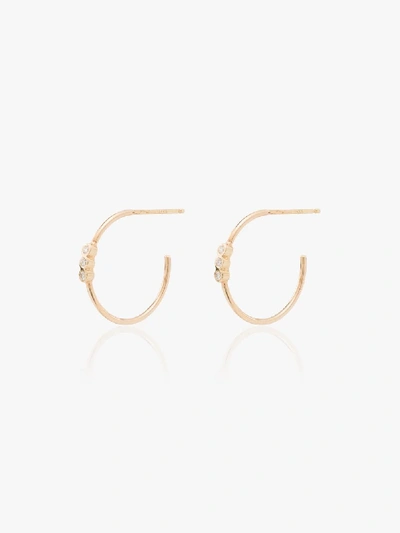 Shop Zoë Chicco 14k Yellow Gold Diamond Hoop Earrings