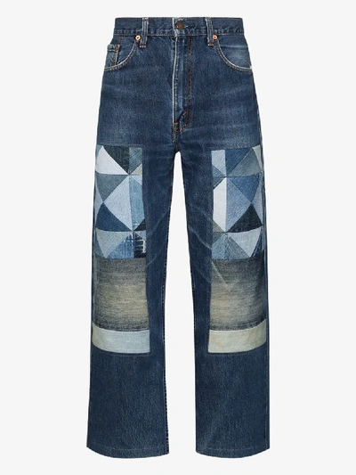 Shop Children Of The Discordance Wide Leg Patchwork Jeans In Blue