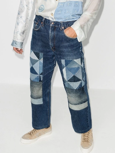 Shop Children Of The Discordance Wide Leg Patchwork Jeans In Blue