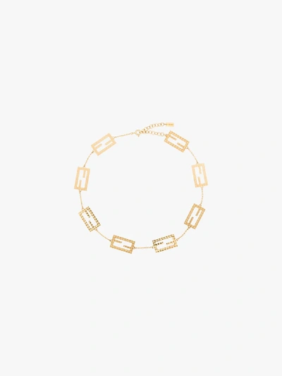 Shop Fendi Gold Tone Zucca Choker Necklace In Metallic
