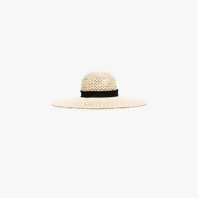 Shop Maison Michel Neutral Blanche Woven Straw Hat In Neutrals