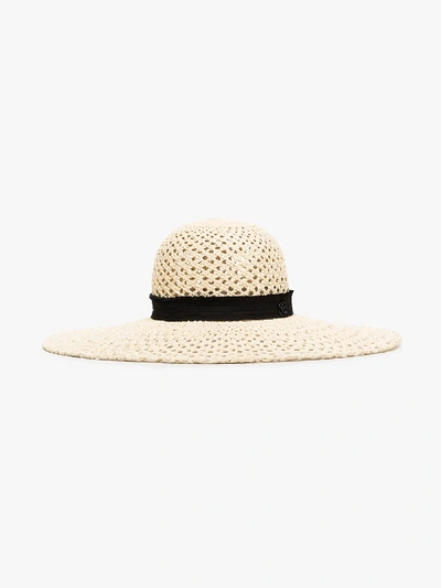 Shop Maison Michel Neutral Blanche Woven Straw Hat In Neutrals