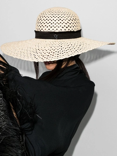 Shop Maison Michel Neutral Blanche Woven Straw Hat In Neutrals