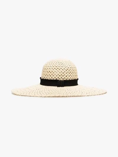 Shop Maison Michel Neutral Blanche Woven Straw Hat In Neutrals