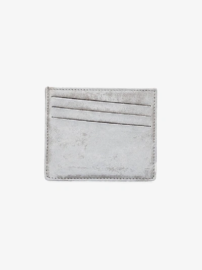 Shop Maison Margiela White Painted Leather Card Holder In Grey