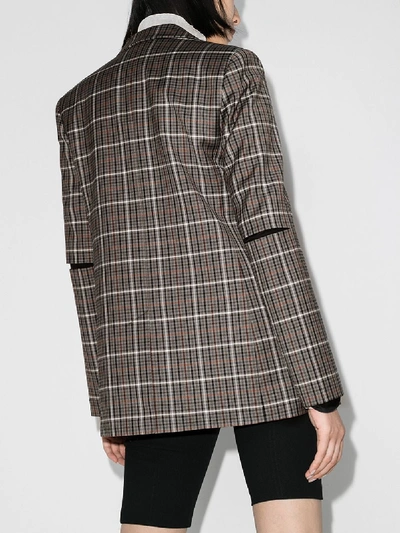 Shop Tibi Grey Checked Button-up Blazer