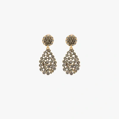 Shop Oscar De La Renta Black Crystal Drop Earrings