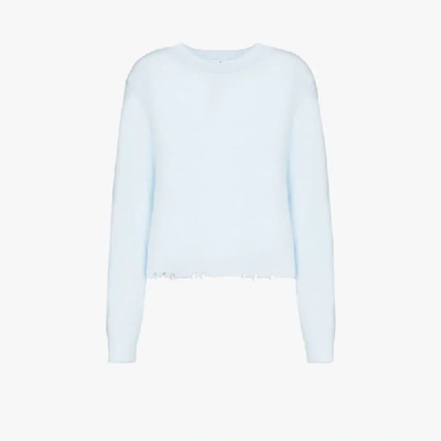 Shop Tibi Fondue Distressed Hem Sweater In Blue