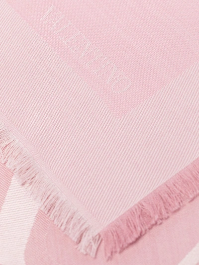 Shop Valentino Pink Vlogo Jacquard Scarf