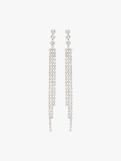 Shop Isabel Marant Silver Tone Melting Crystal Drop Earrings