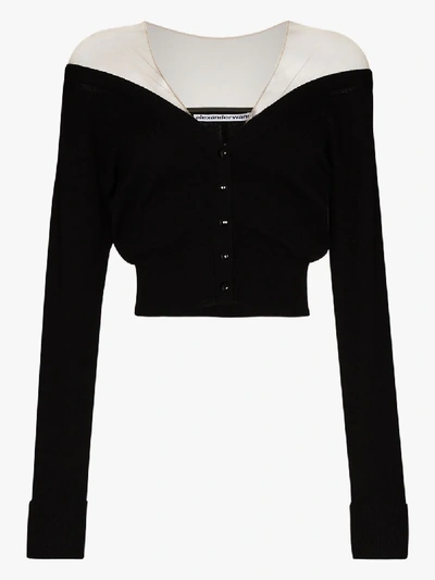 Shop Alexander Wang Sheer Shoulder Cardigan In Black