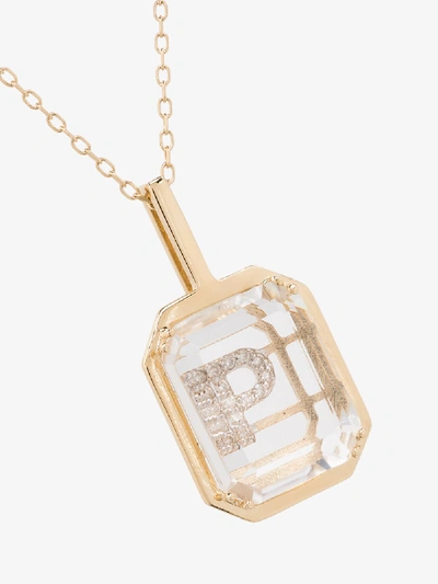 Shop Mateo 14k Yellow Gold P Initial Diamond Necklace In Metallic