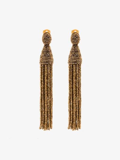 Shop Oscar De La Renta Gold Tone Champagne Tassel Earrings