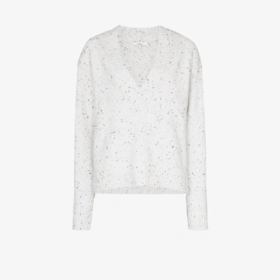 Shop Tibi Speckled Knit Sweater In White