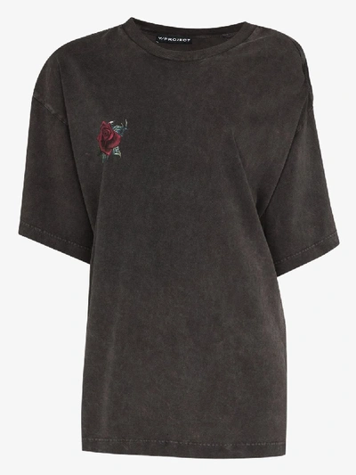 Shop Y/project Rose-print T-shirt In Grey