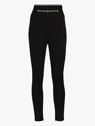 Shop Alexander Wang Logo Waistband Leggings In Black