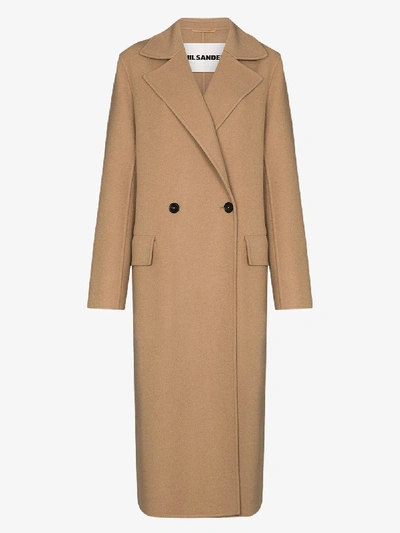 Shop Jil Sander Brown Newman Double-breasted Cashmere Coat