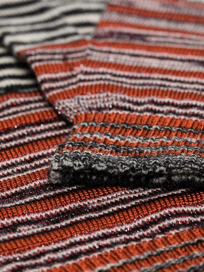 Shop Missoni Multicoloured Striped Knit Gloves In Black