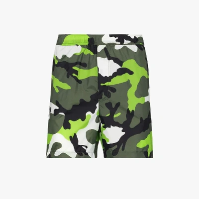 Shop Valentino Camouflage Print Swim Shorts In Green