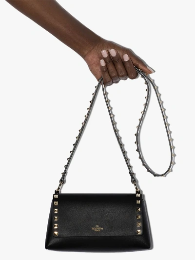 Shop Valentino Black Rockstud Mini Leather Cross Body Bag