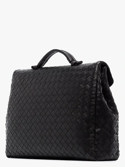 Shop Bottega Veneta Black Intrecciato Leather Briefcase