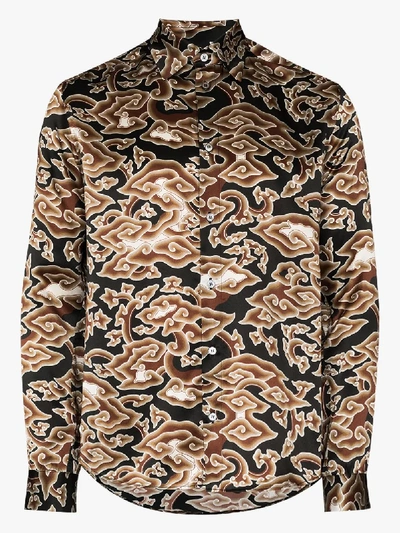 Shop Edward Crutchley Seidenhemd Mit Wolken-print In Brown