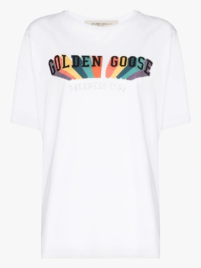 Shop Golden Goose Aira Rainbow Logo Print T-shirt In White