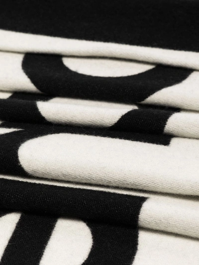 Shop Paco Rabanne Black And White Logo Wool Scarf