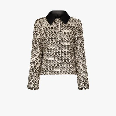 Shop Ferragamo Gancini Monogram Print Jacket In Black