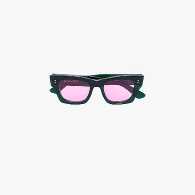Shop Natasha Zinko Green Square Frame Sunglasses