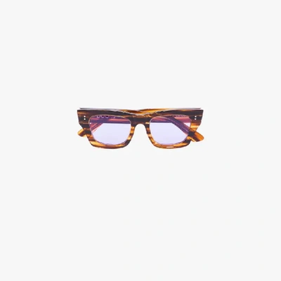 Shop Natasha Zinko Brown Tortoiseshell Square Frame Sunglasses