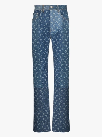 Shop Marine Serre Crescent Moon Printed Jeans In Blue