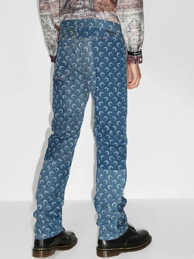 Shop Marine Serre Crescent Moon Printed Jeans In Blue