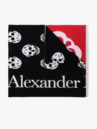 Shop Alexander Mcqueen Multicoloured Skull Jacquard Scarf In Black