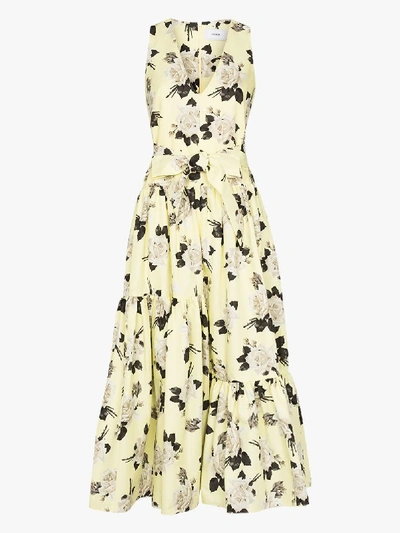 Shop Erdem Yellow Mimosa Rosemont Print Cotton Dress