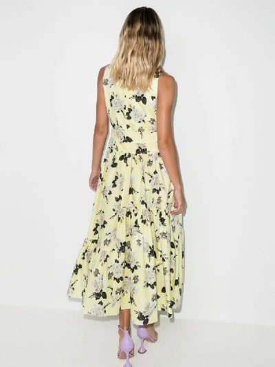 Shop Erdem Yellow Mimosa Rosemont Print Cotton Dress