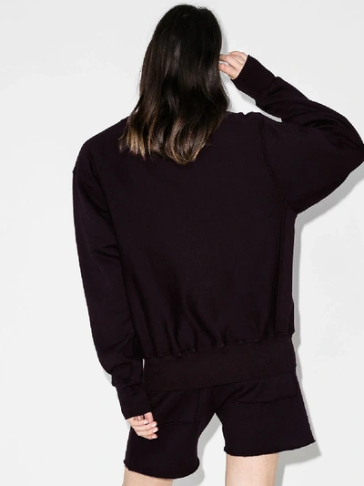 Shop Les Tien Brushed Cotton Crew Neck Sweatshirt In Purple