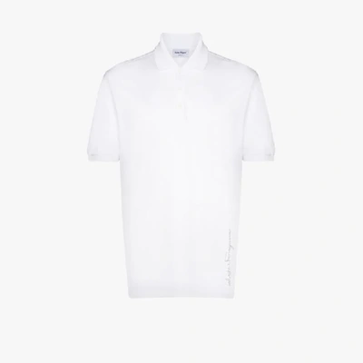 Shop Ferragamo Logo Print Polo Shirt In White